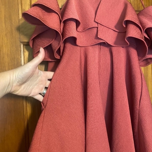 Keepsake the Label Two Fold Mini Dress Off the Shoulder Red Ochre - Picture 8 of 8